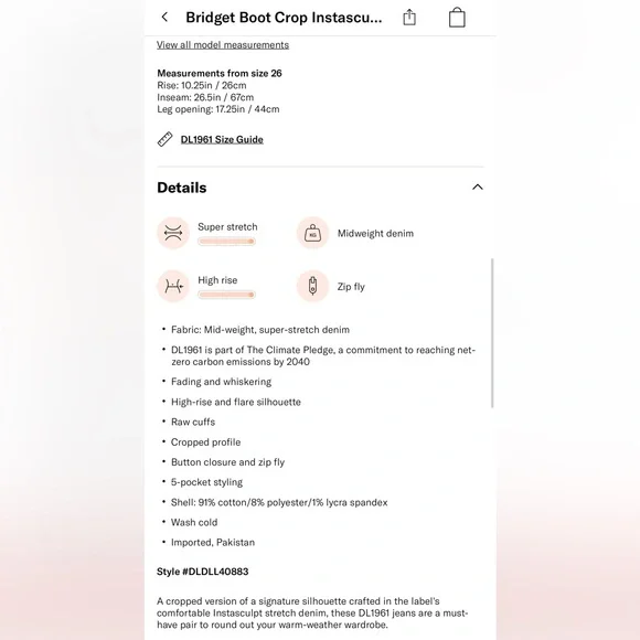 DL 1961 Bridget Boot Cut in Cove wash, VGUC, size 29 - Picture 6 of 6